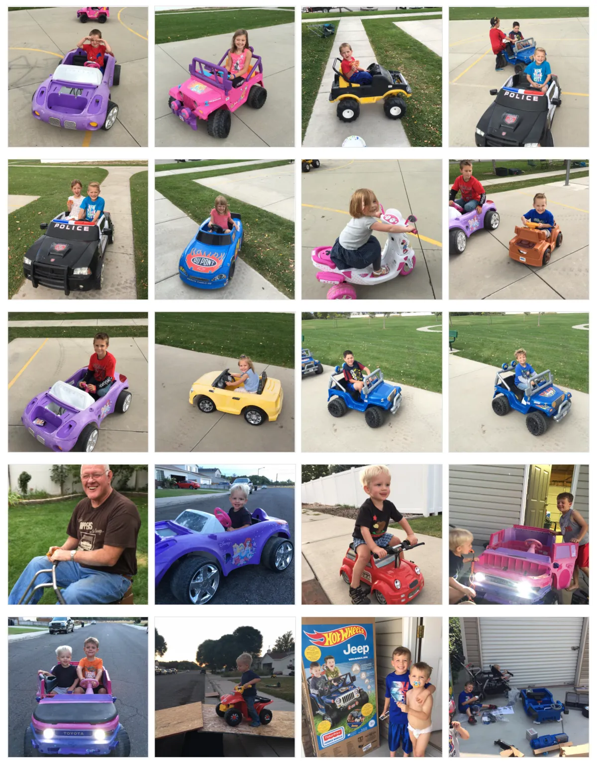 Kids in Power Wheels collage